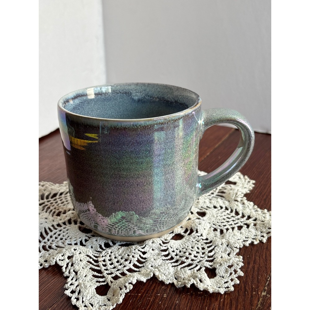 Boston Warehouse Iridescent Oil Slick Ceramic Coffee Mug 19oz Blue Purple 84338